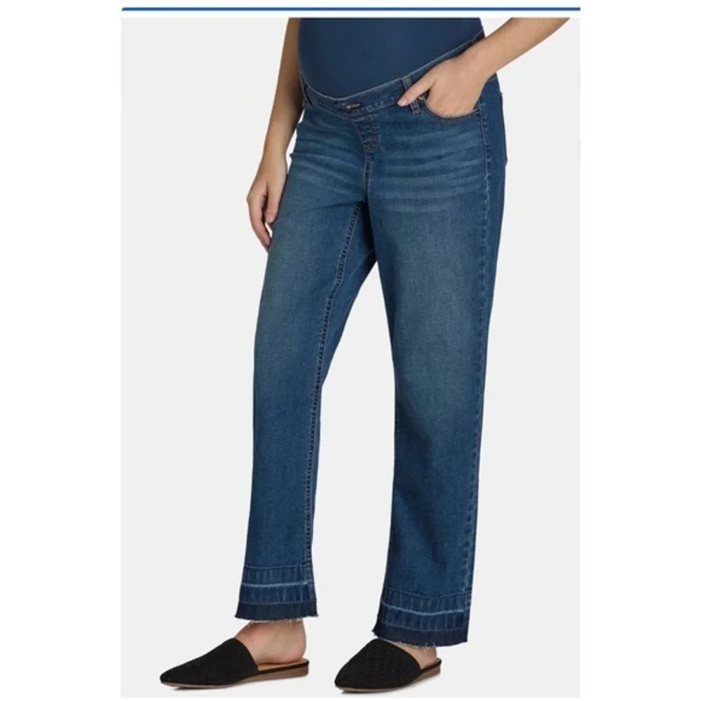 Women's Maternity Straight Leg Jeans with Full Belly Band Sz  M (8-10) Grunge‎